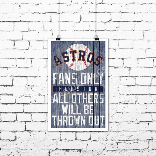 Discover Houston Astros Team Fans Only Fan Cave Sign Wall Art Print