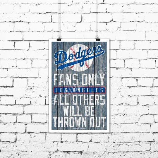 Los Angeles LA Dodgers Team Fans Only Fan Cave Sign Wall Art Print