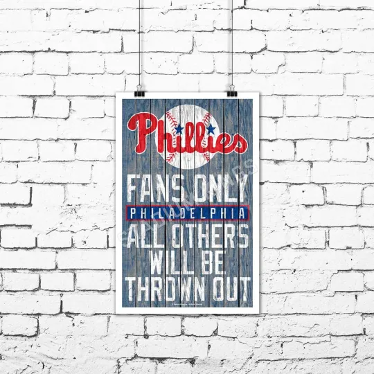 Philadelphia Phillies Team Fans Only Fan Cave Sign Wall Art Print