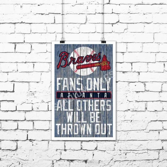 Discover Atlanta Braves Team Fans Only Fan Cave Sign Wall Art Print