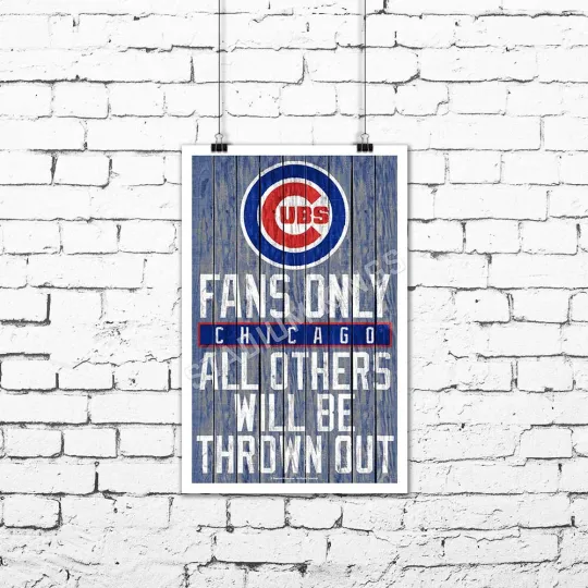 Chicago Cubs Team Fans Only Fan Cave Sign Wall Art Print