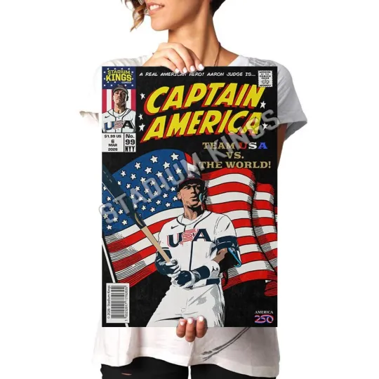 Aaron Judge Captain America 2026 Team USA Baseball Comic Book Poster