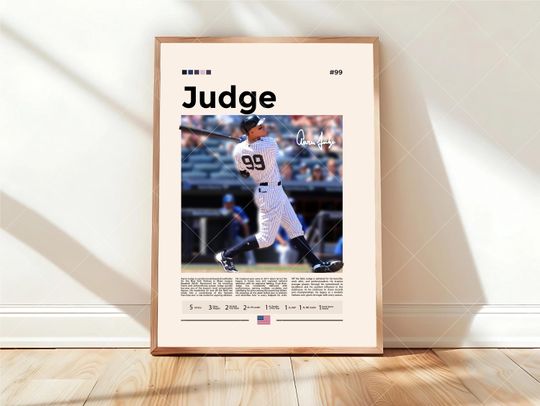 Discover Judge Poster, Baseball Prints, Sports Poster, Baseball Player Gift, Baseball Wall Art, Sports Bedroom Posters