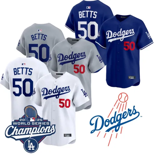 Discover Men's Dodgerss #50 Mookie Betts 2025 World Series Champions Limited Jersey S-3XL