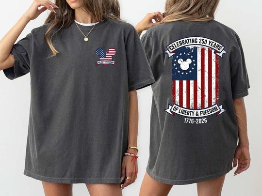 Discover USA 250th Anniversary Shirt 2026, 2 Side Patriotic Mickey Head Tee, Semiquincentennial 1776-2026, Disney Trip 4th of July