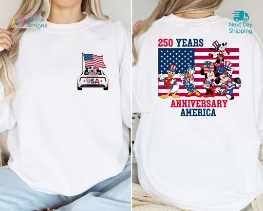 Discover Mickey USA Flag 250th Year Tshirt, Disney Independence Day Shirt, 4th Of July, Patriotic Disney Freedom Tshirt, American Flag Tee