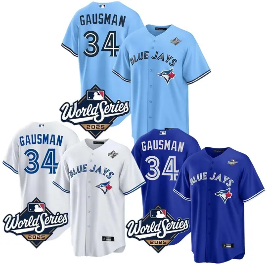Discover Men's Blue Jayss #34 Kevin Gausman 2025 World Series Home Jersey