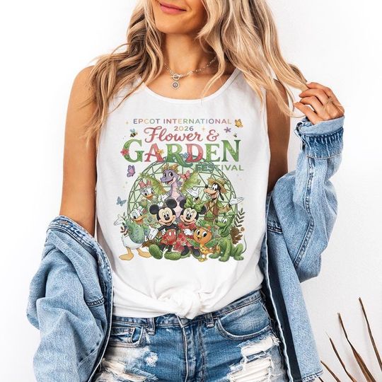 Discover Epcot Flower And Garden Festival Tank Top, Floral Disney Shirts, Magic Blossom Shirt, Epcot Shirt, Figment Orange Bird Tee