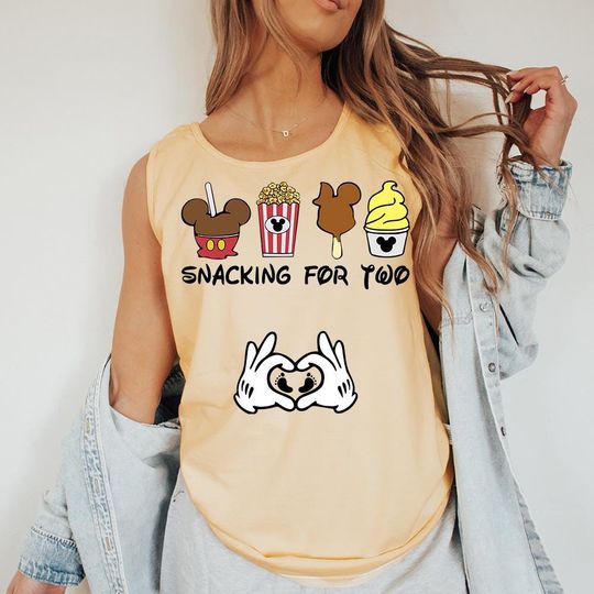 Discover Snacking For Two - Tank Top CC, Pregnancy T-Shirt, Disney Vacation, Pregnancy Announcement, Disney Shirts For Couples, Mom to be Shirt