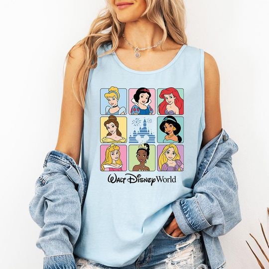 Discover WDW Princesses - Comfort Colors Tank, Disney Princess Shirt, Magic Kingdom Girls Trip, Disney Retro Fairytale Shirt, Disney Girls Trip