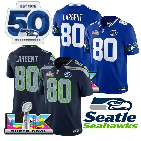 Discover Seahawkss Men's #80 Steve Largent 50th /Super B.owl LX Jersey