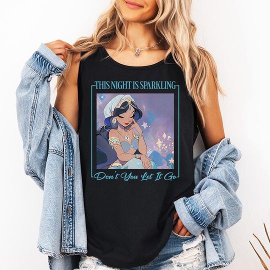 Jasmine The Night Sparkles Tank Top, Disney Princess Jasmine tee, Disney Girl Trip Disney Birthday, A Whole New World