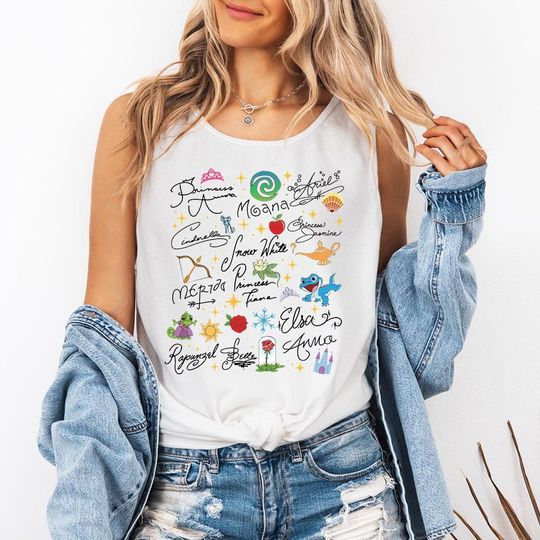 Discover Disney Princess Signatures Tank Top, Disney Parks World Shirt, Disney Shirt, Magic Kingdom, Disney Girls Trip shirt