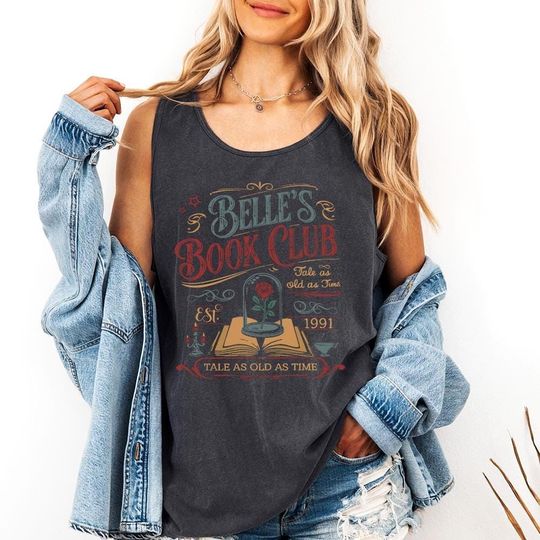Discover Vintage Belle's Book Club Tank Top, Tale as old as time, Beauty and the Beast tee, Princess Belle Tee, Disney Princess shirt