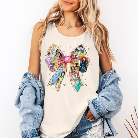 Discover Disney Princess Bow Tank Top, Disney Parks World Shirt, Disney Watercolor Castle Shirt, Magic Kingdom, Disney Girls Trip