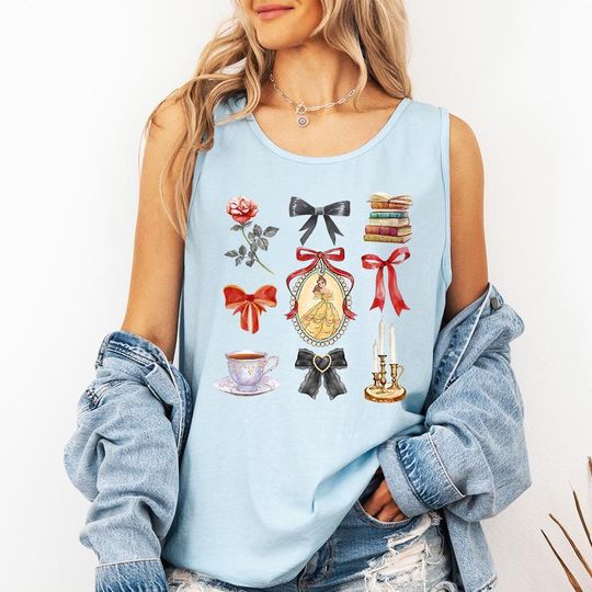 Discover Princess Belle Ribbon Tank Top, Belle's Book Shop, Disney Girl Trip, Tale as Old as Time, Beauty and The Beast shirt