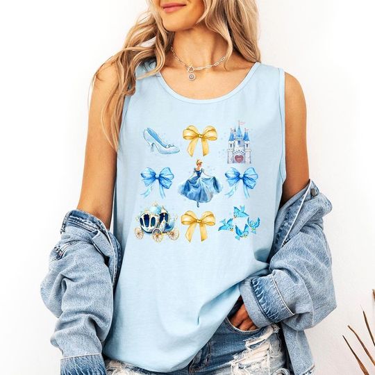 Discover Cinde Castle Coquette Tank Top, Princess Cinde Bow Shirt, Magic Kingdom Girls Trip, Disney Retro Fairytale Shirt