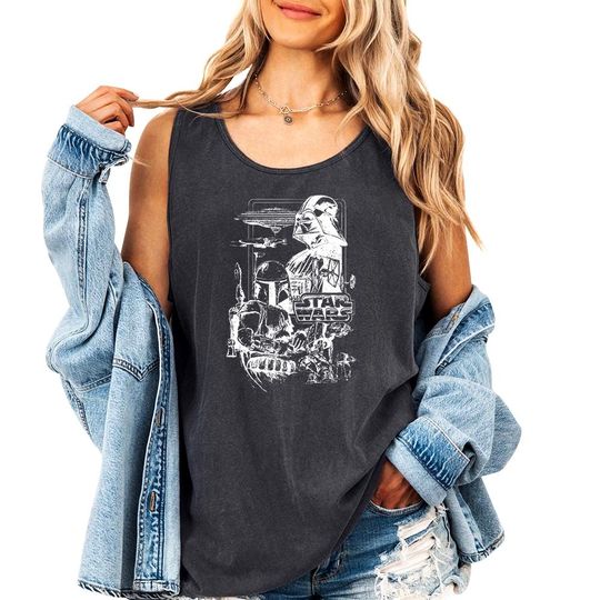 Discover Star Wars Sketch Tank Top, Vintage Star Wars Retro Star Wars Shirt, Cute Star Wars Gift, Star Wars Fan, Galaxy Edge tee