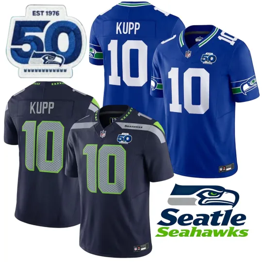 Discover Seahawkss Men's #10 Cooper Kupp 50th Season Jersey