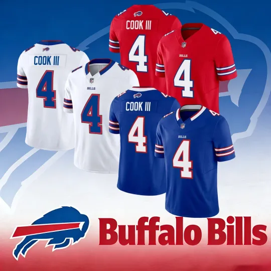 Discover Men's Billss #4 James Cook III Game Player Jersey