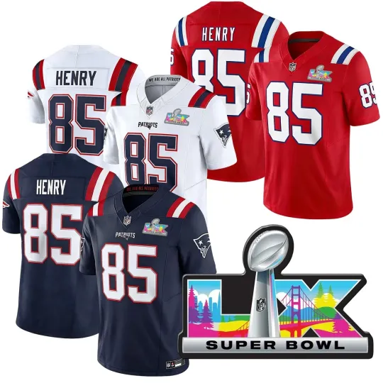 Discover Patriotss Mens #85 Hunter Henry Super B.owl LX Jersey