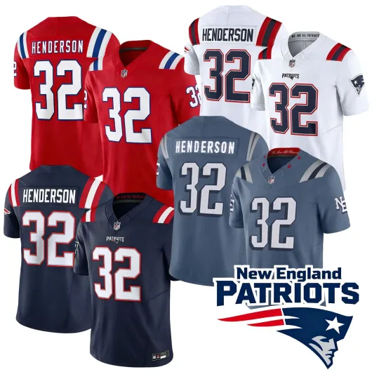 Discover Men's Patriotss #32 TreVeyon Henderson Limited  Player Jersey