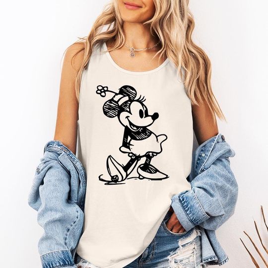 Discover Minnie Sketch - Comfort Colors Tank, Disneyworld Happiest Place on Earth, Disneyland Shirt, Disney Princess, Disney Girls Trip