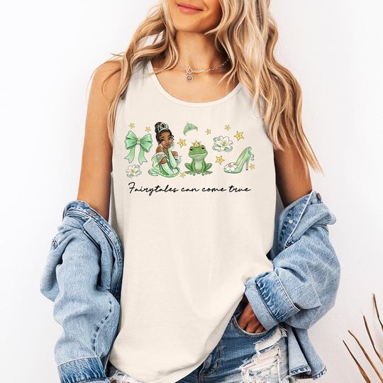 Discover Fairytales Can Come True - Comfort Colors Tank, Tiana Princess Shirt, Princess Tiana Flower Tea Shirt, The Princess and the Frog Tee