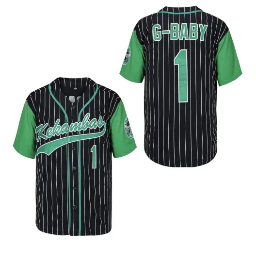 Discover Hardball Movie Kekambas RIP G-Baby #1 Black  Pinstripe Baseball Jersey ALL SIZES