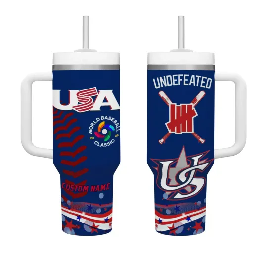 Discover Personalized World Baseball Classic USA Team Undefeated Stainless Tumbler 40oz