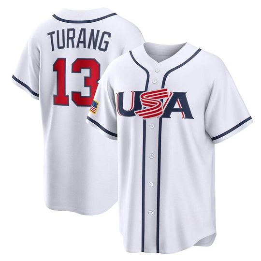 Discover Mens Turang #13 Jersey  2026 USA World Baseball Classic White Fan Shirt