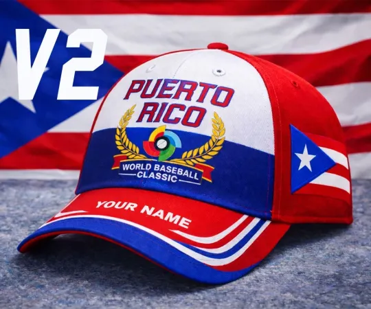 Discover Personalized World Baseball Classic Puerto Rico Team Classic Cap - Print Hat
