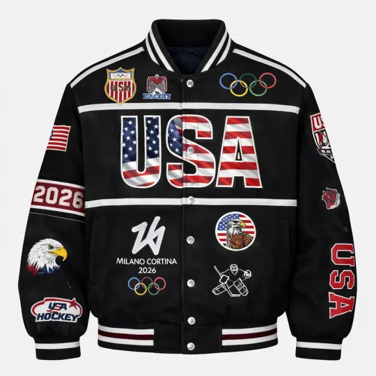 Discover 2026 Olympic U.S.A Hockey Champions - All Over Print Baseball Jacket V02
