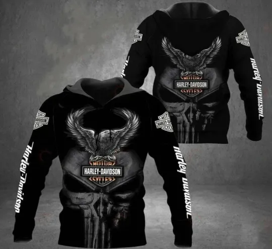 Discover Haarleyy Davidson Skull Hoodie 3D All Over Prints Size S-5XL