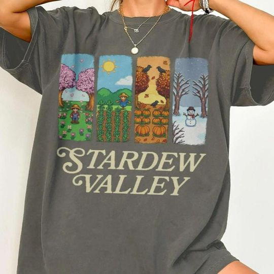 Stardew Valley Seasons Shirt, Cozy Pixel Farming Gamer Shirt, Gamer Gift