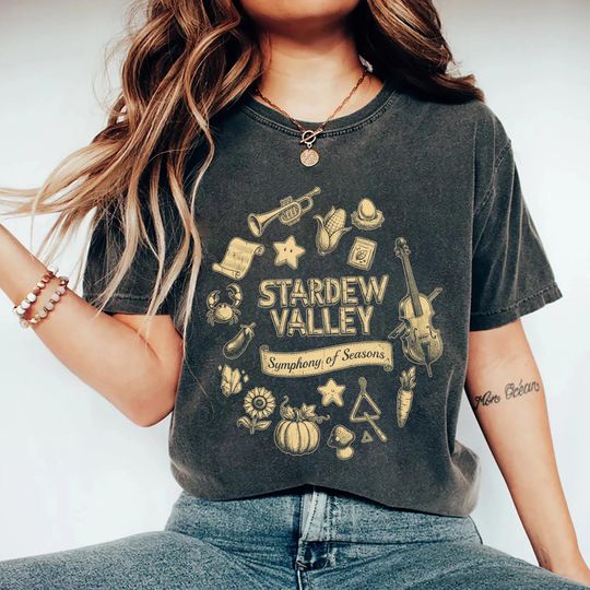 Vintage Stardew Valley Symphony of Seasons Shirt, Distressed Cozy Gamer Tee, Retro Gaming Concert Tee