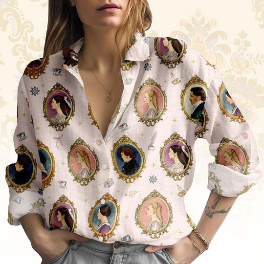 Discover Wuthering Heights Blouse Shirt, Heathcliff Catherine Women Blouse, Wuthering Heights Portrait Blouse Top, Earnshaw & Linton Button Shir