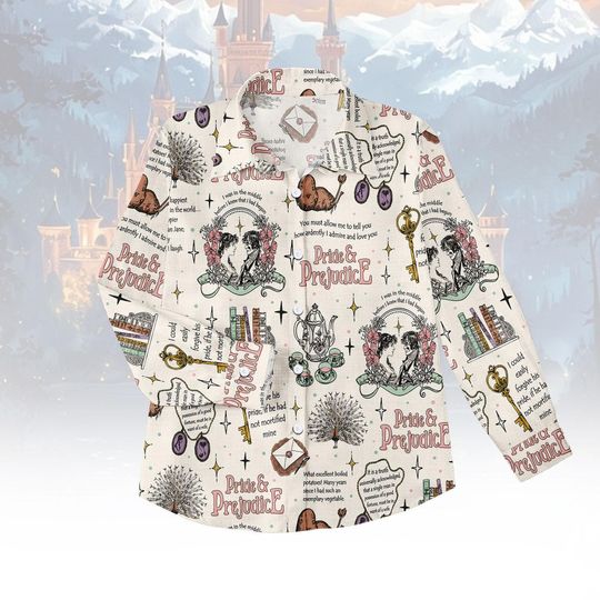 Discover Pride & Prejudice Blouse Shirt, Vintage Literature Button Women Shirt, Book Lover Women Top, Women Blouse Top, Gift for Bookworm