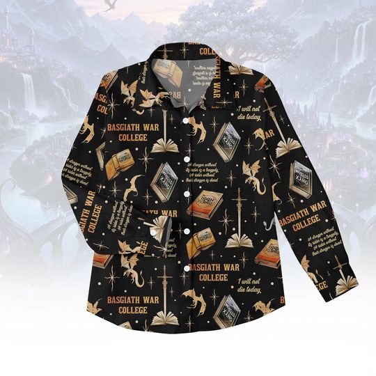 Discover Fantasy College Blouse Shirt, Dragon Button Women Shirt, Magic Book Women Top, Women Blouse Top, Gift for Fantasy Fan