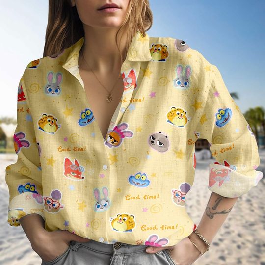 Discover Zootopia Blouse Shirt, Cute Disney Button Women Shirt, Nick Judy Women Top, Good Time Zootopia Blouse, Disney Trip Outfit, Gift for Her
