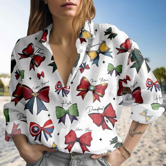 Marvel Blouse Shirt, Superhero Button Women Shirt, Avengers Women Top, Women Blouse Top, Gift for Marvel Fans