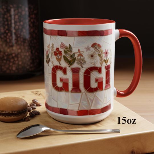 Discover Stained Glass Style GIGI Mug, Gift For Mothers Day, Birthday, New Nana Grandma Gigi Present, GIGI Reveal, Ceramic Coffee Cup 11oz or 15oz