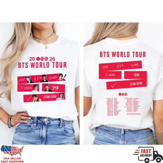 Discover BTS World Tour 2026 Shirt ARMY Concert Kpop Graphic Tee Front Back Print