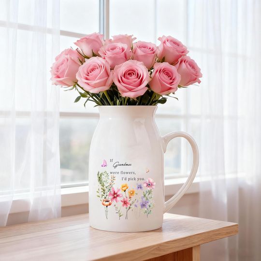 Discover Custom Grandmas Flower Vase, If Mums were flower I'd pick you,Birthday Gifts, Gifts for Mama/Grandma/Nanny/Nana,Christmas Gifts for Nana