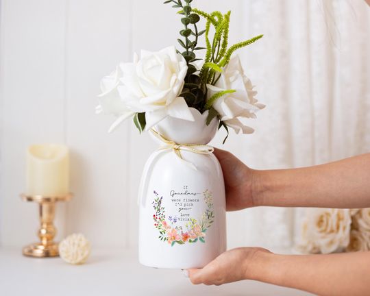 Discover If Grandma were Flower I'd Pick You,Custom Flower Vase for Grandma, Grandma Gift from Granddaughter, Mothers Day Gifts for Nana/Mum/Grandma