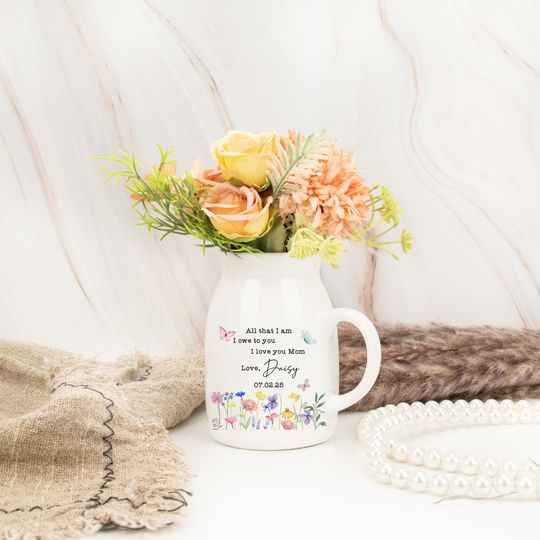 Unique Mothers Gifts,Custom Mums Flower Vase, Floarl Vase for Mother, Birthday Gifts, Mothers Gifts from Daughter, Holiday Gifts