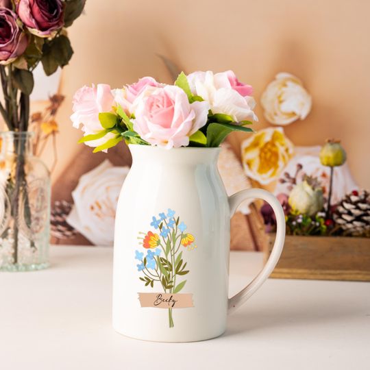Personalised Flower Vase,Moms Flower Vase,Birthday Gift,Mini Ceramic Vase,Home Decor,Gift for Mother,Mothers Day Gifts from Daughter