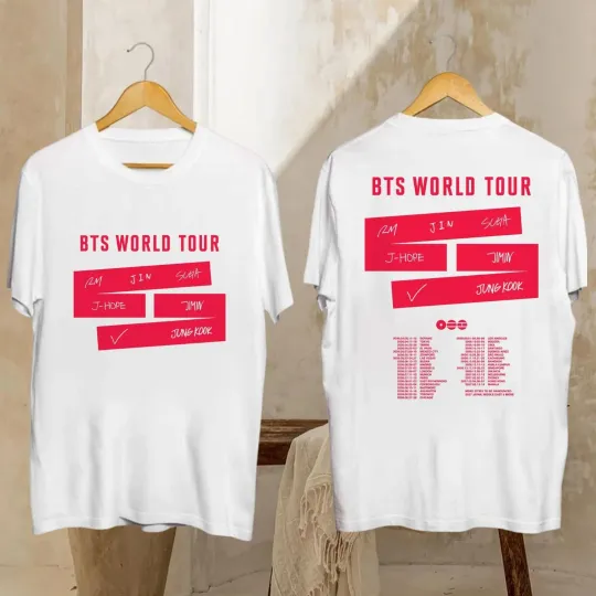 Discover BTS World Tour T-Shirt, Tour Dates In the Back, Two Sided Tee, Army Concert Gift