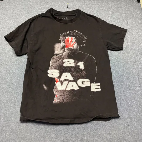 Discover 21 Savage It's All A Blur Tour 2023 Men's T-Shirt Black Graphic Tee Drake