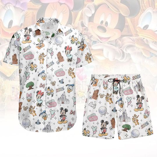 Discover Disney Magic Button Shirt And Shorts, Mickey Mouse Button Shirt, Goofy Hawaiian Shirt, Minnie Hawaii Shorts, Holiday Gift